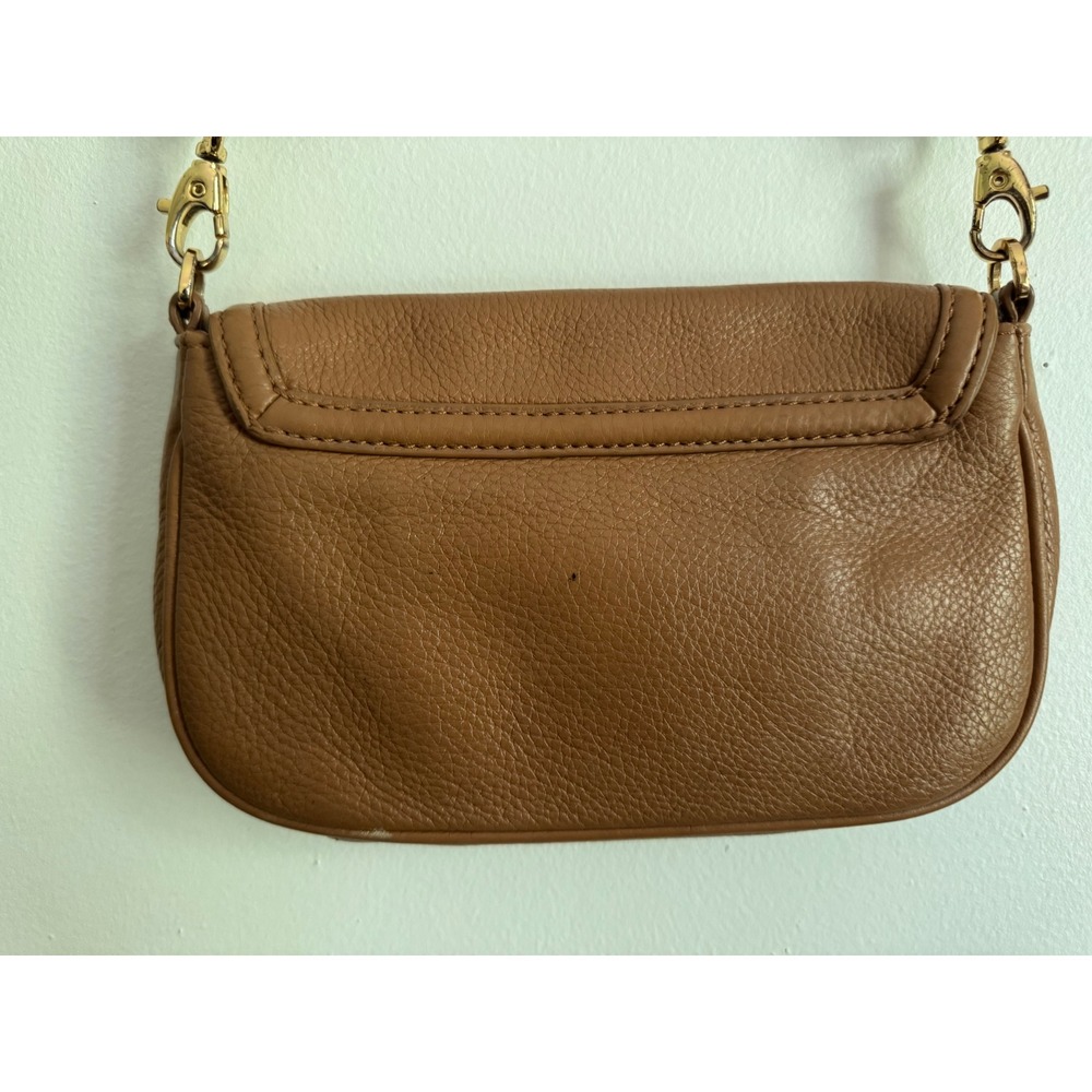 Tory Burch Reva Mini Crossbody Bag Brown Pebbled Leather Gold Logo Tan - Picture 4 of 6